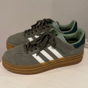 adidas Gazelle Green and White Sneakers